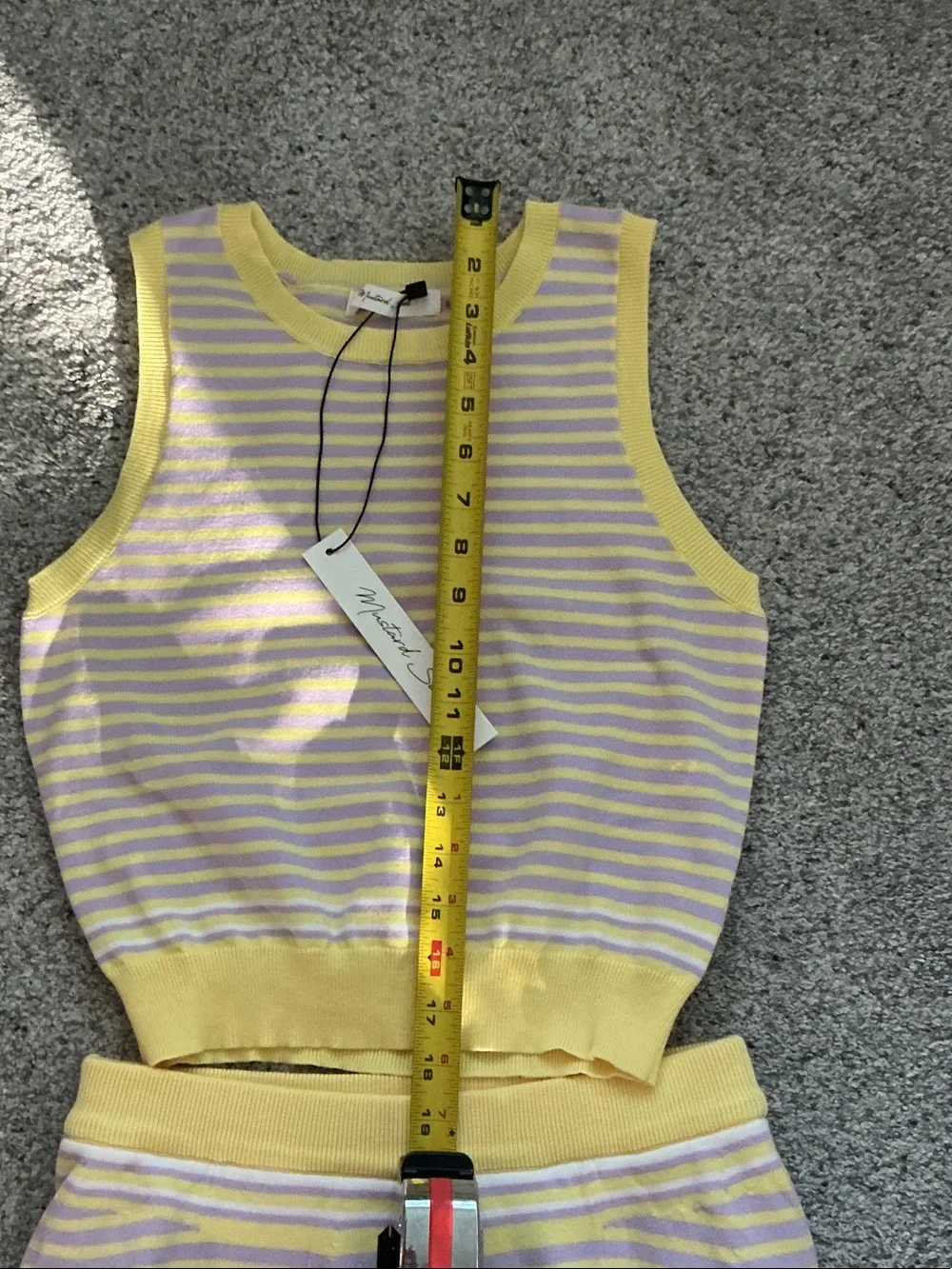 NWT Mustard Seed Knit Top + Skort Set ~ Yellow & Lavender Stripe - Picture 6 of 11